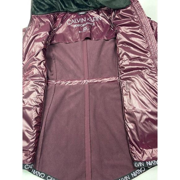 Calvin Klein Performance Hooded Puffer Coat,Burgundy rose Small NWOT ORG $129 - Picture 8 of 13